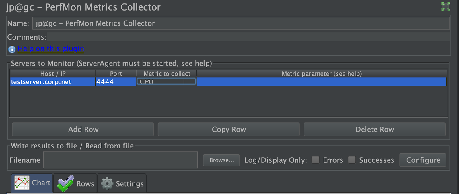 Overview of the setup in the PerfMon JMeter plugin