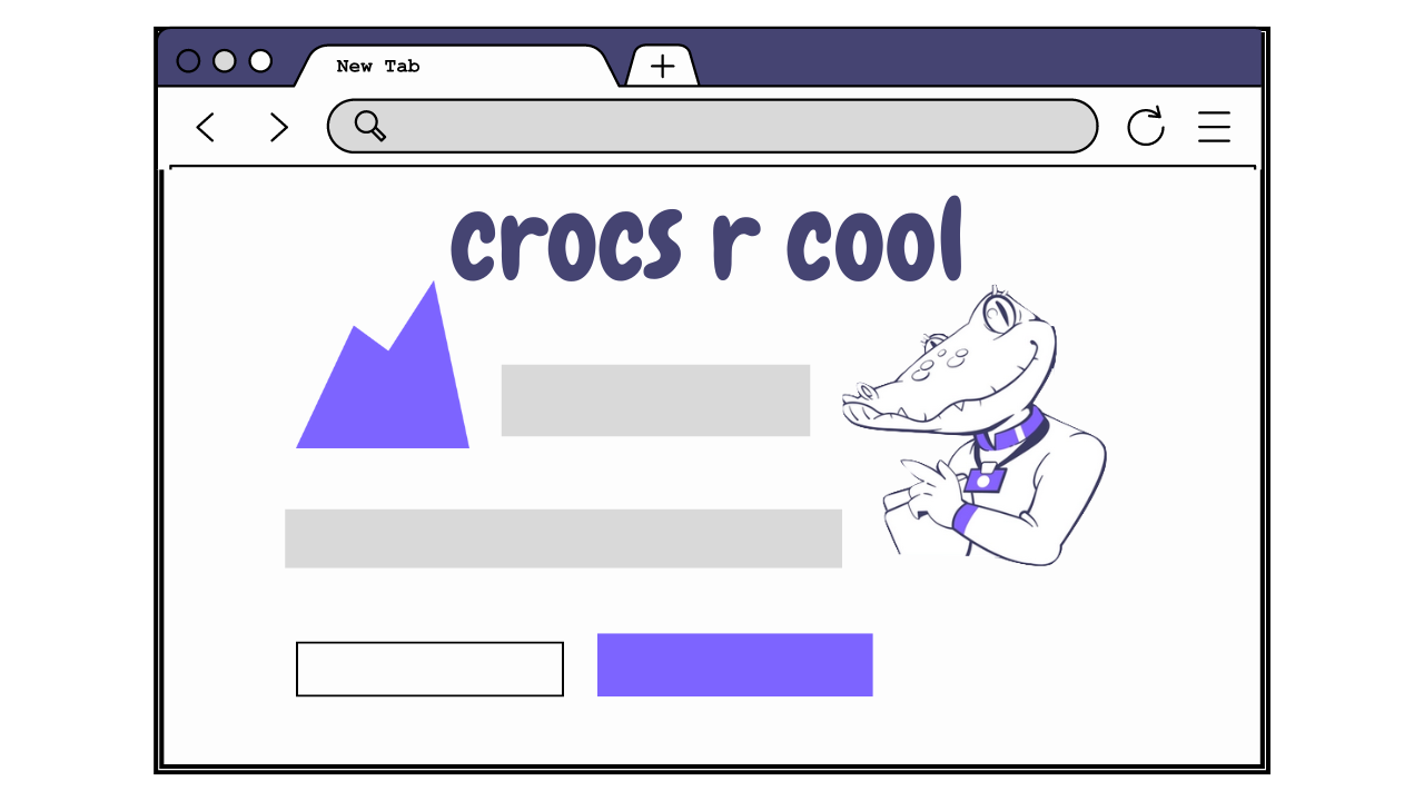 mockup of a site called &ldquo;Crocs R Cool&rdquo;