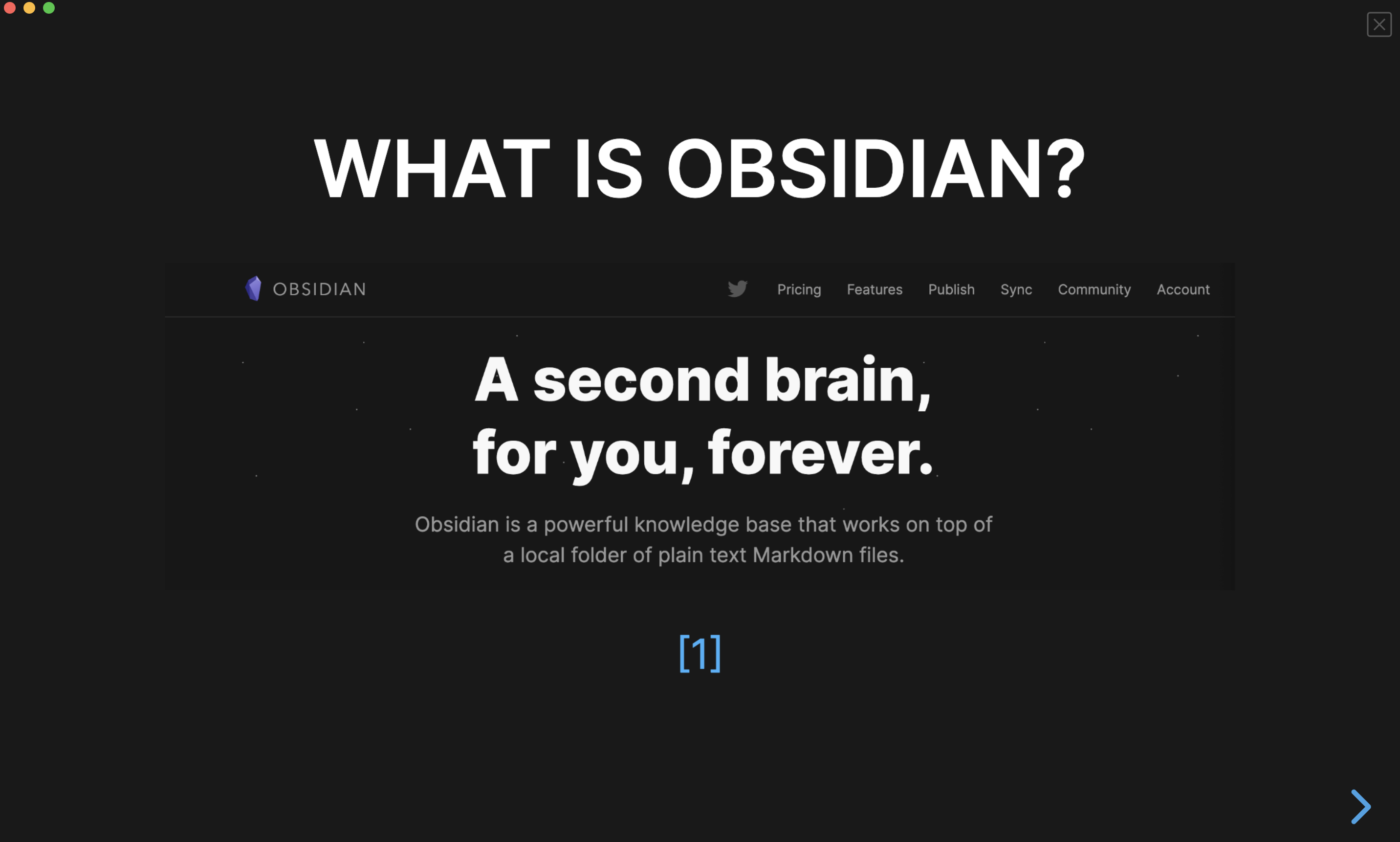 An Obsidian presentation