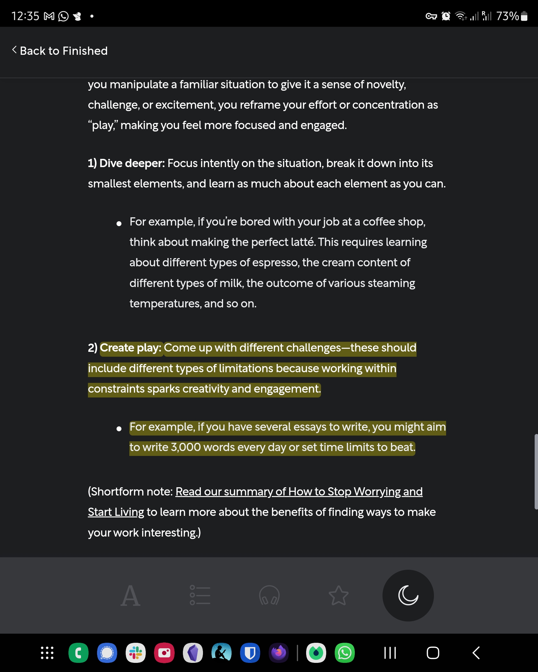 Screenshot of Shortform note connecting Indistractable to another book